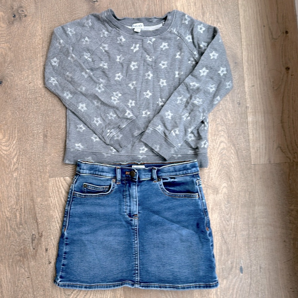 Kid’s Crewcuts / Splendid Outfit - Jean skirt and top - size 10